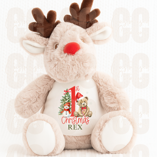 Reindeer mumbles Christmas bear - 1st Christmas red