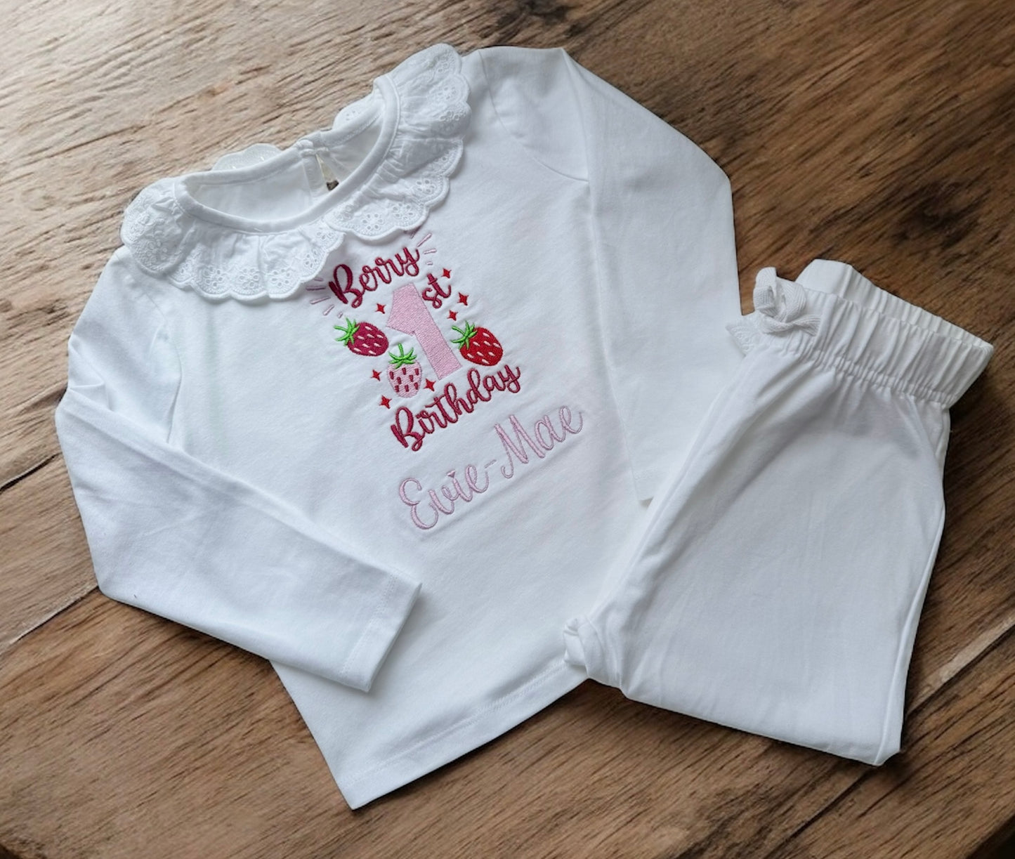 Embroidered birthday pyjamas - any design available