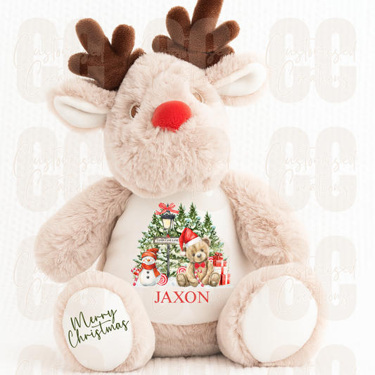 Reindeer mumbles Christmas bear -  Christmas bear red