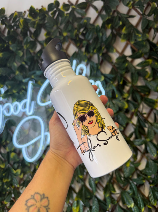 Stainless steel flip straw water bottle - swiftie