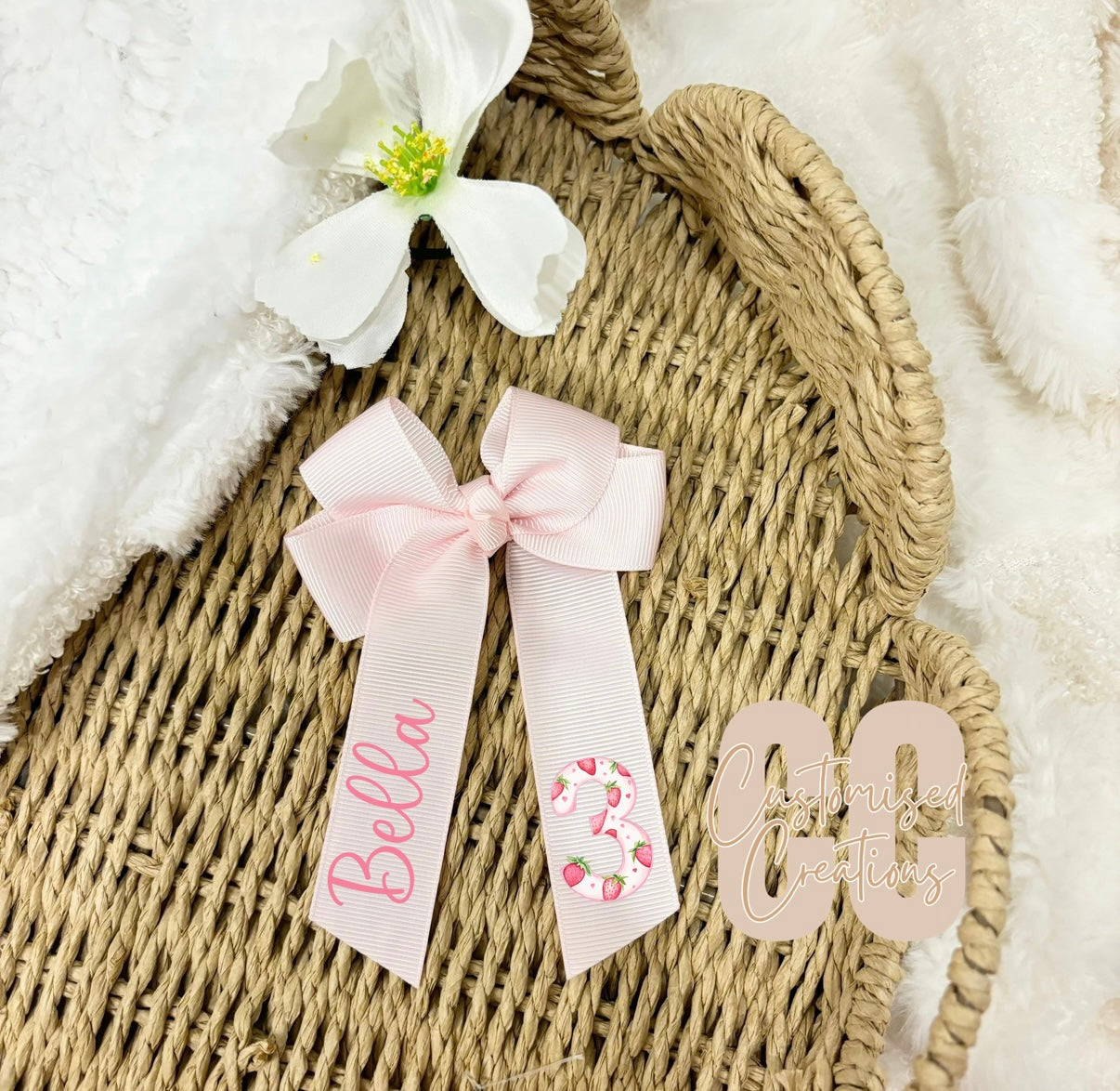 Strawberry Birthday Hair bow