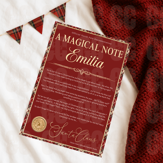 Personalised a magical note letter - tartan