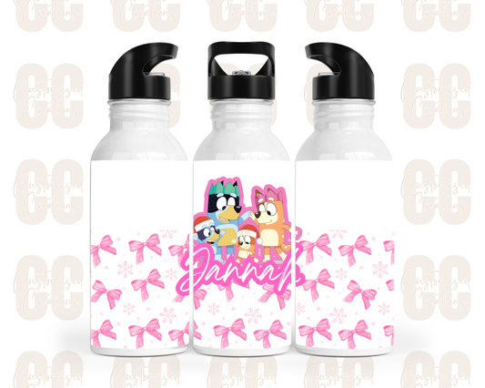 Christmas straw bottle - Bluey