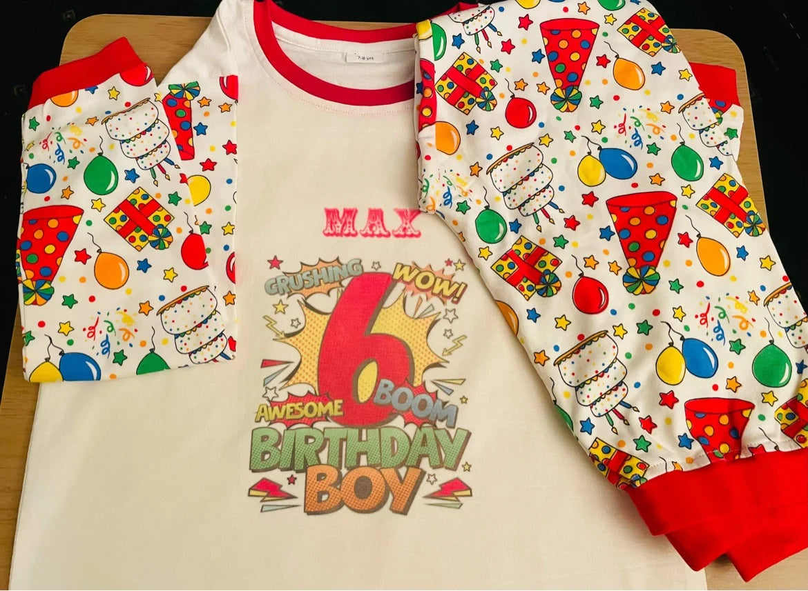 Embroidered birthday pyjamas - any design available
