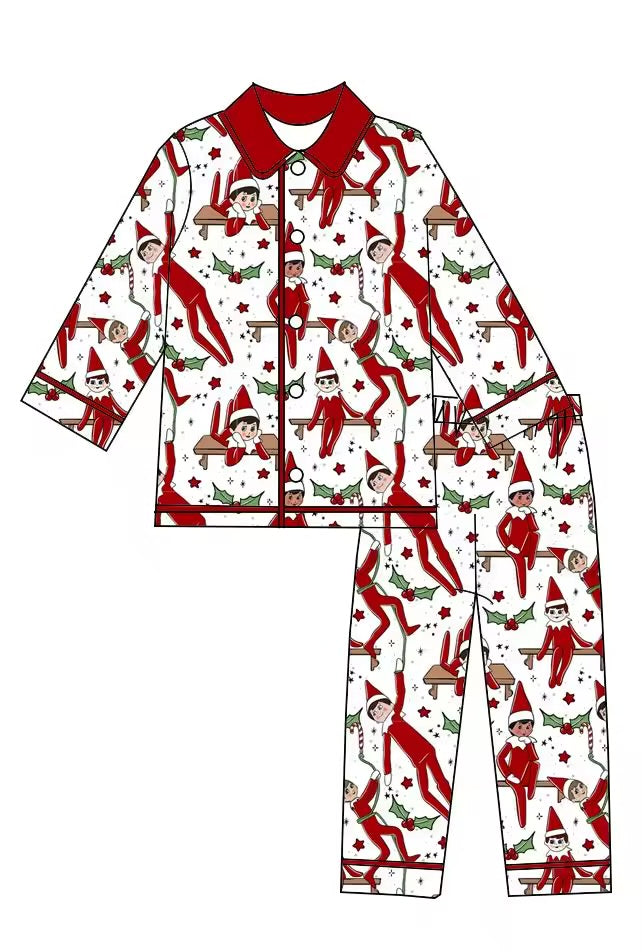 Naughty Elf Christmas pyjamas - embroidered with name