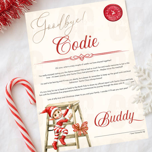Personalised Christmas goodbye elf letter