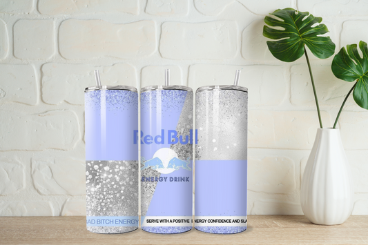Lilac sparkle effect red bull  20oz tumbler