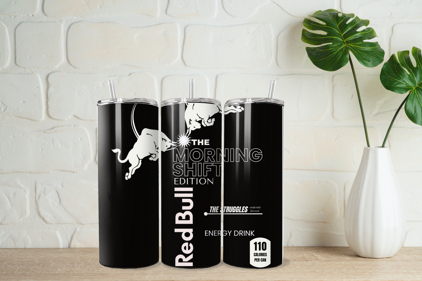 Black morning shift red bull 20oz tumbler