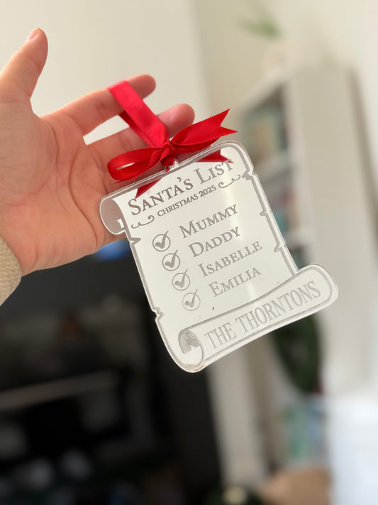 Santa’s List Family Name Bauble
