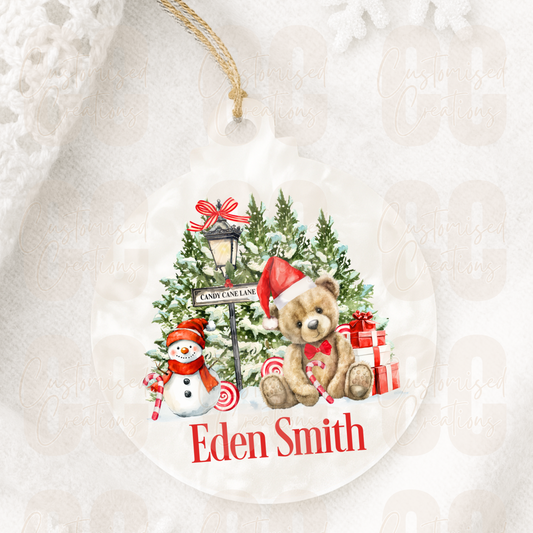 Acrylic Christmas bauble - red bear