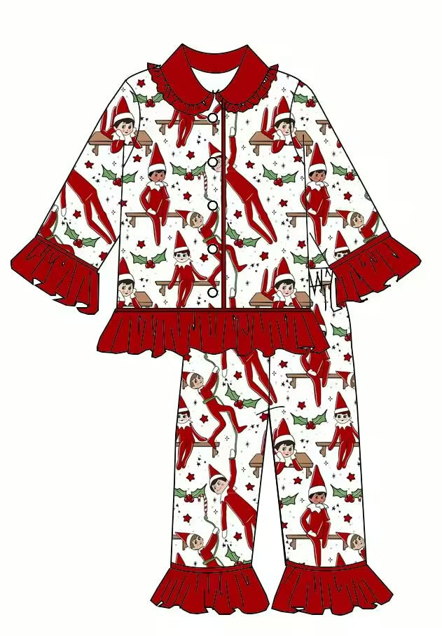 Naughty Elf Christmas pyjamas - embroidered with name