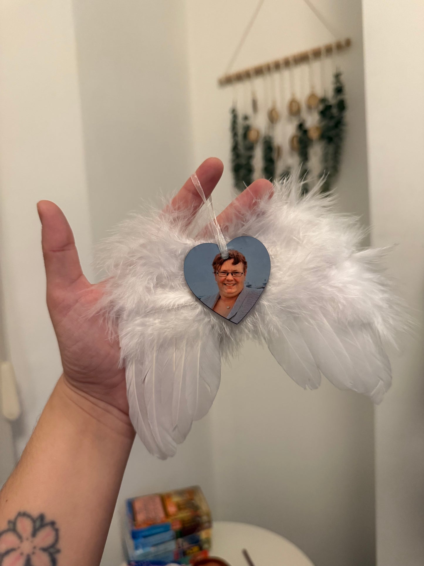 Angel wing photo bauble