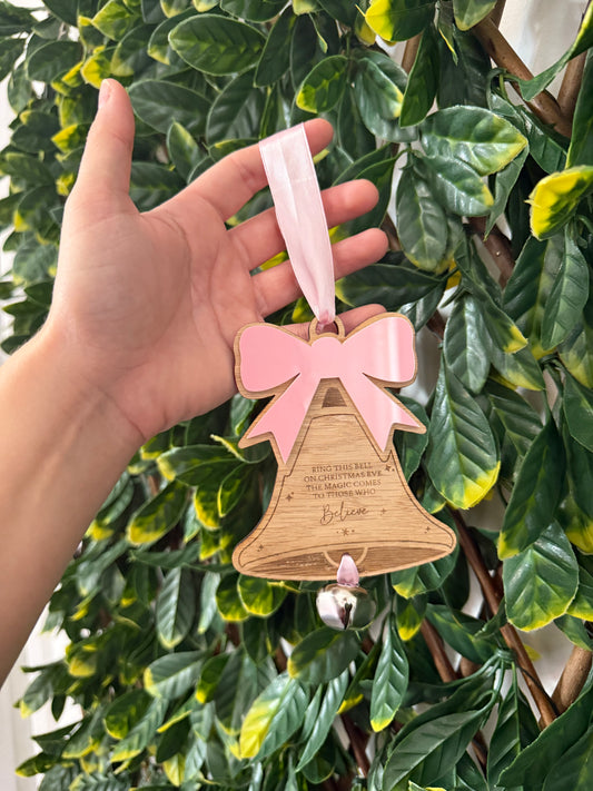 Engraved Christmas bell bauble plaque