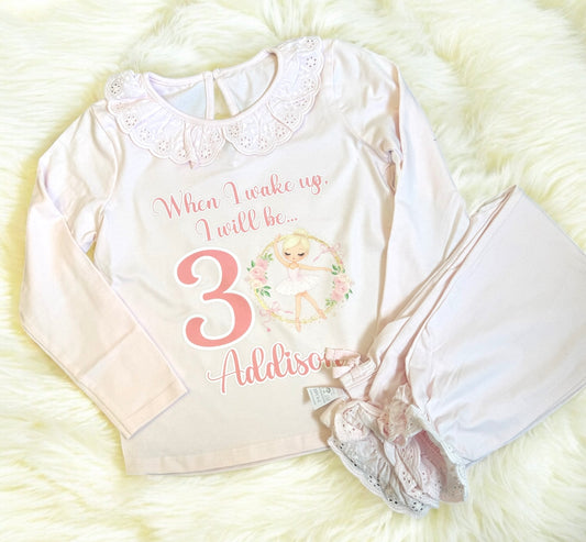 Pink frill birthday pyjamas - ballerina