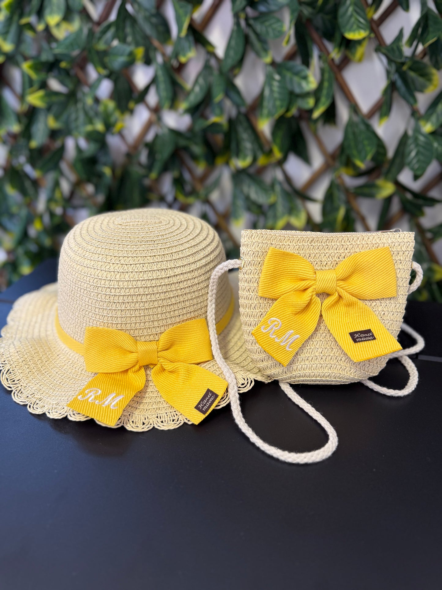 Embroidered hat and bag