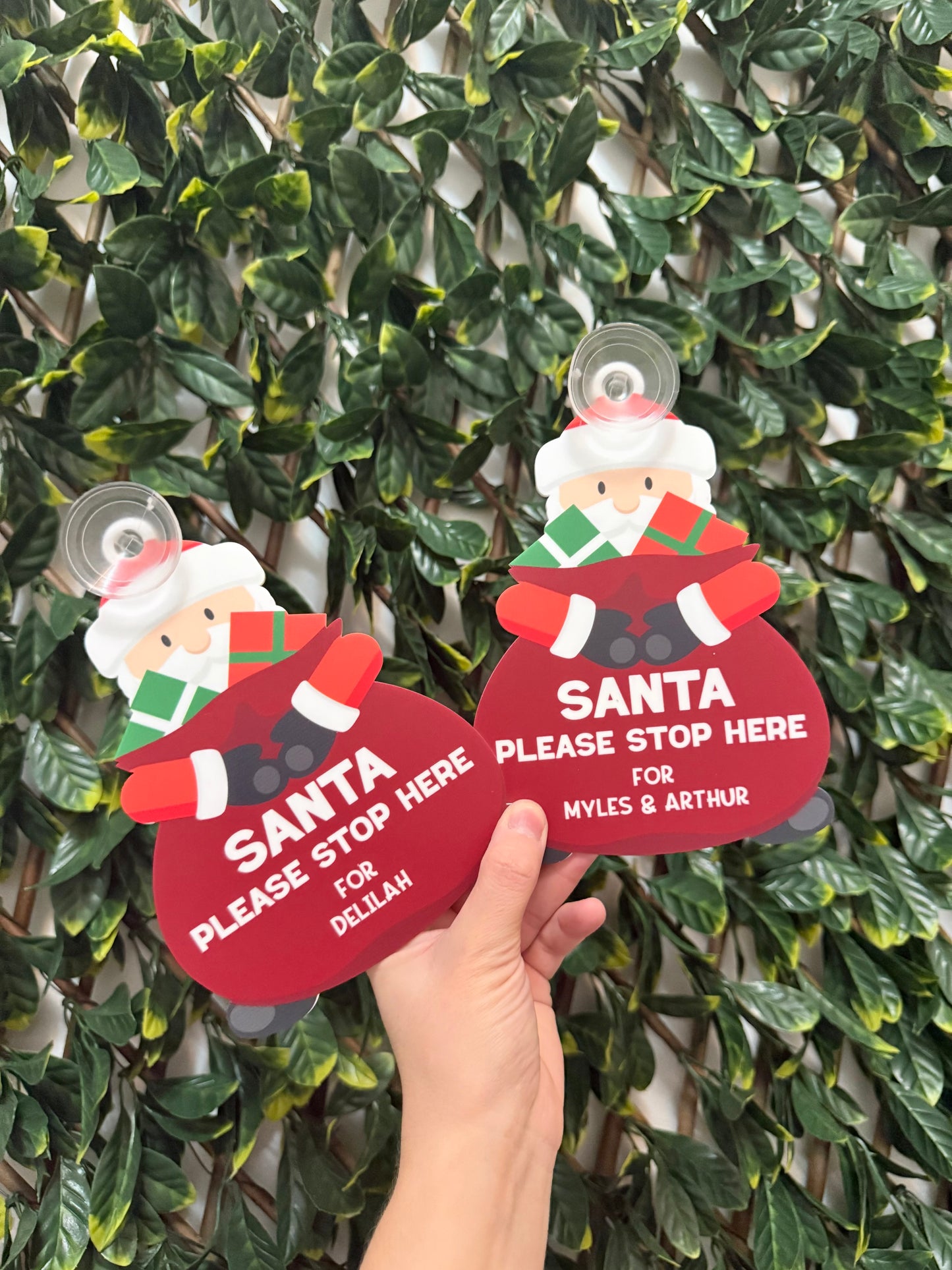 Santa stop here suction window sign