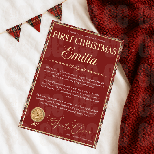 Personalised first Christmas  letter - tartan