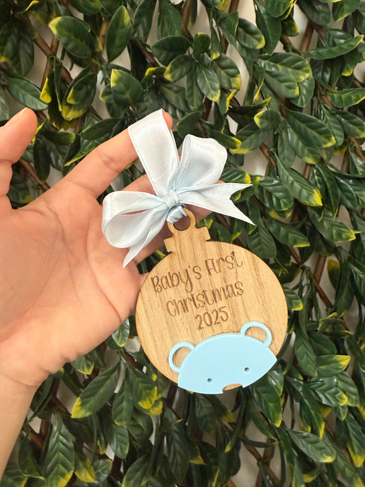 Engraved first Christmas bauble