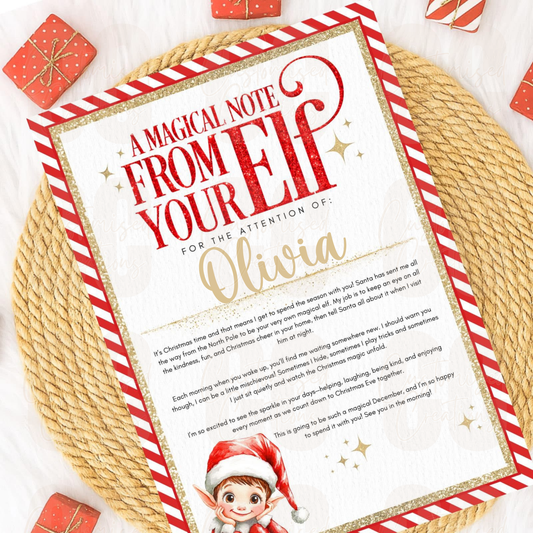 Christmas magic note from elf red letter