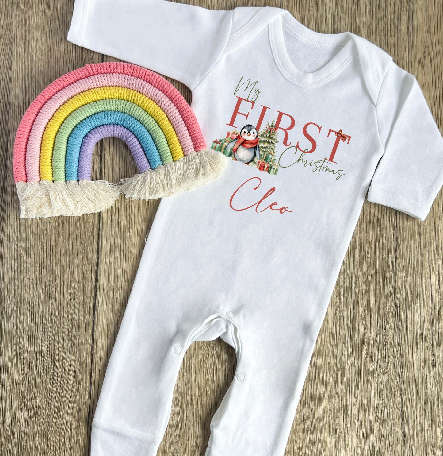 Traditional penguin 1st Christmas babygrow