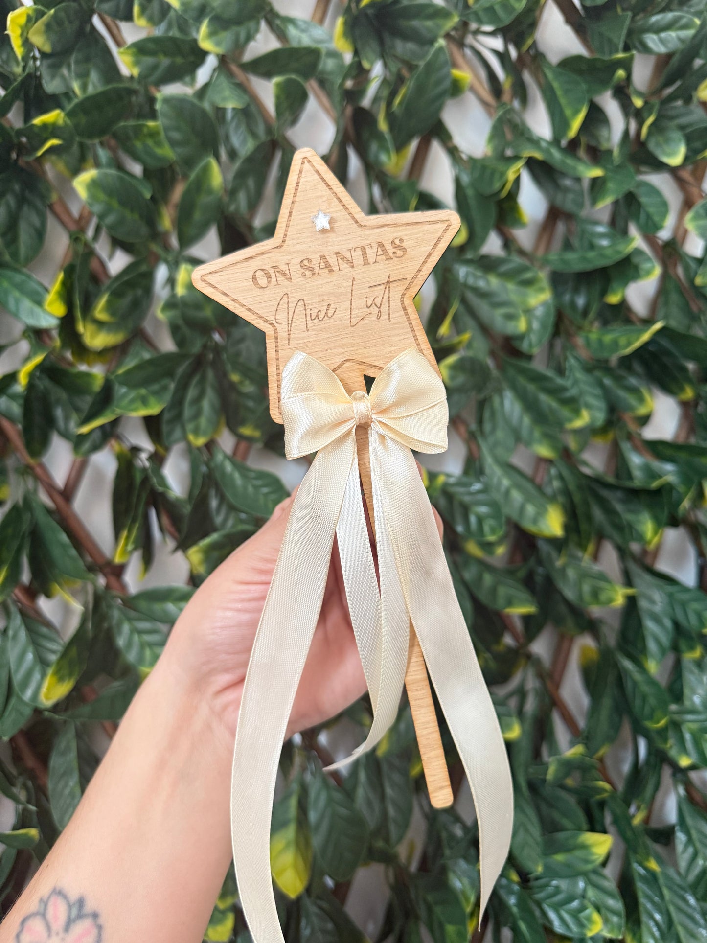 Engraved Christmas nice list star wand