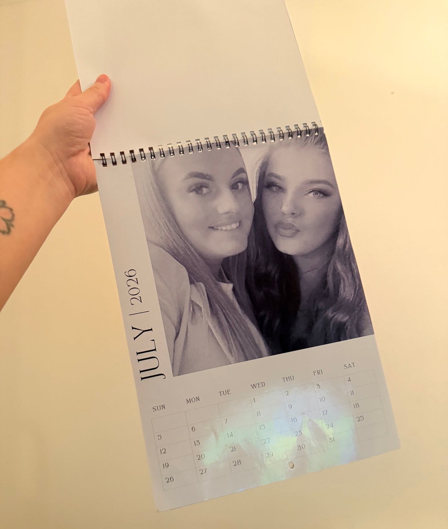 Personalised photo calendar for 2026. Our family. Black and white