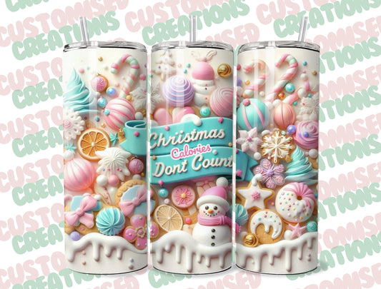 20oz Christmas calories dont count tumbler