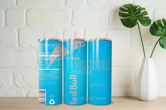 Blue summer edition red bull  20oz tumbler