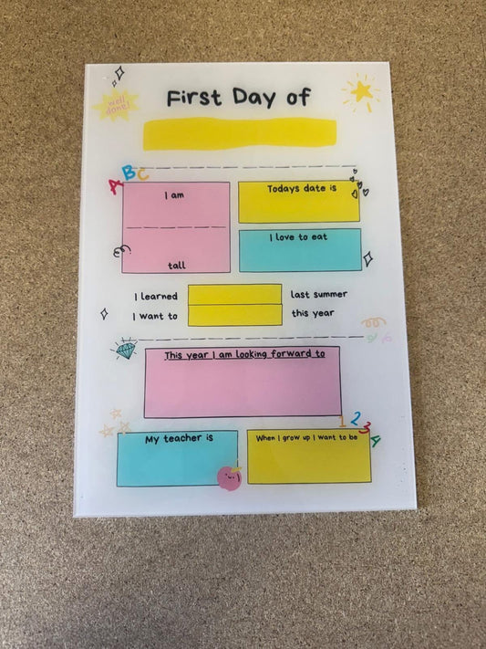 A4 back to school acrylic board