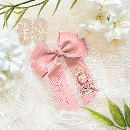 Christmas hair bow - pink train