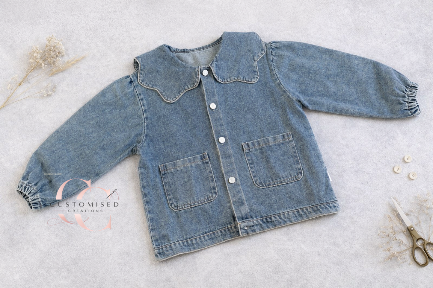 Scallop denim jacket - embroidered (Copy)