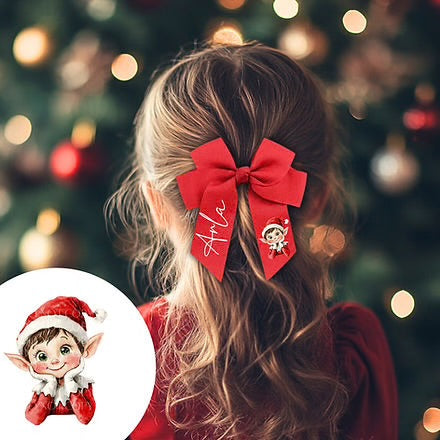 Christmas hair bow - red elf