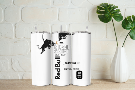 White night shift red bull  20oz tumble