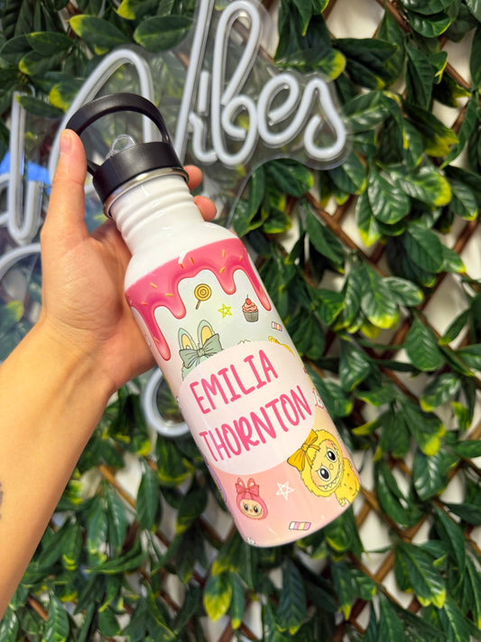 Stainless steel flip straw water bottle