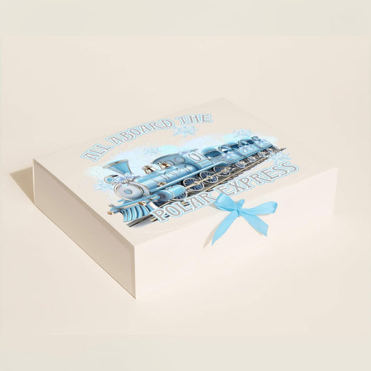 Blue Christmas train express gift box