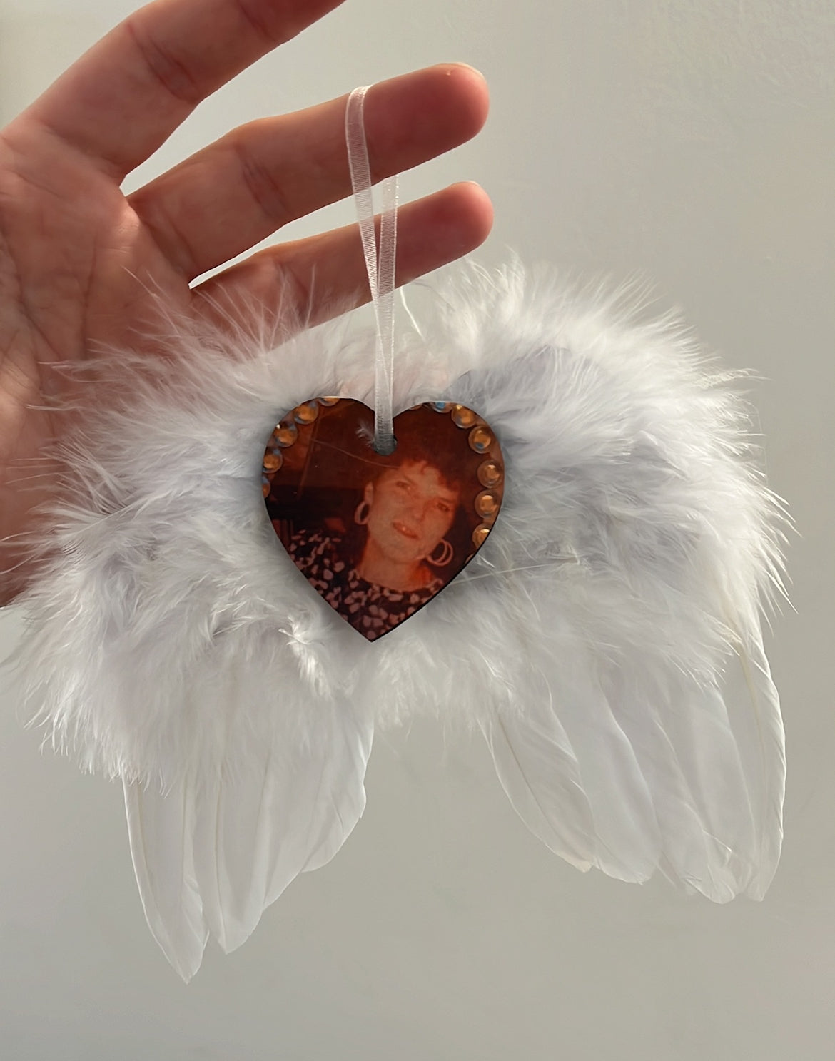 Angel wing photo bauble
