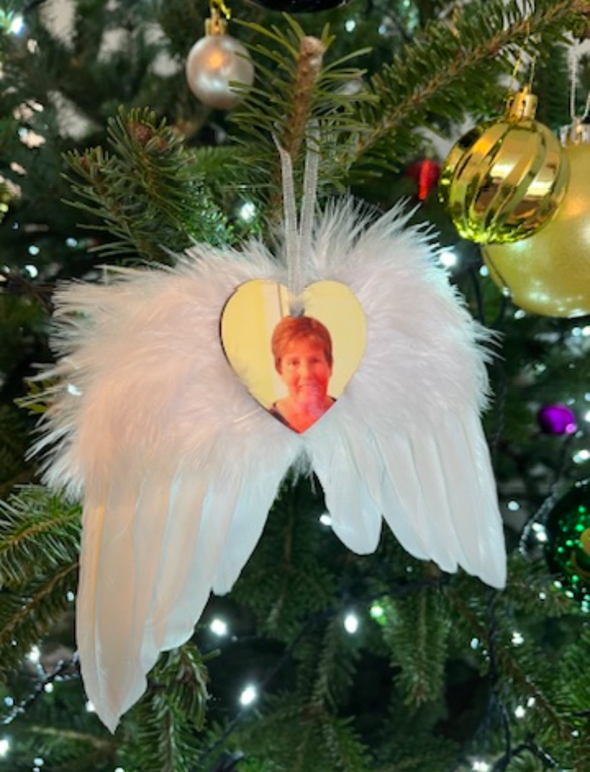 Angel wing photo bauble