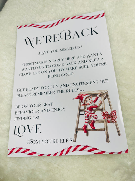 We're back elf letter