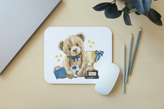 Bear with trophy  PU leather mouse mat