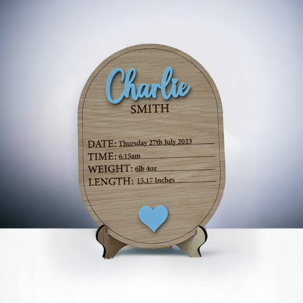 Baby birth stats plaque