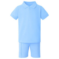 Smart zip neck shorts and tshirt set - vinyl