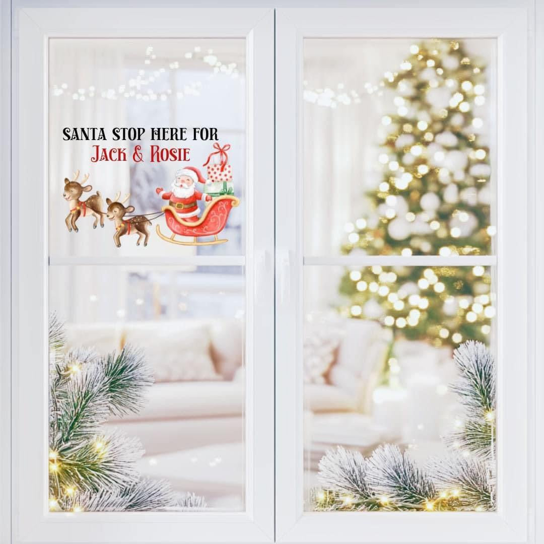 Santa stop here window film decal