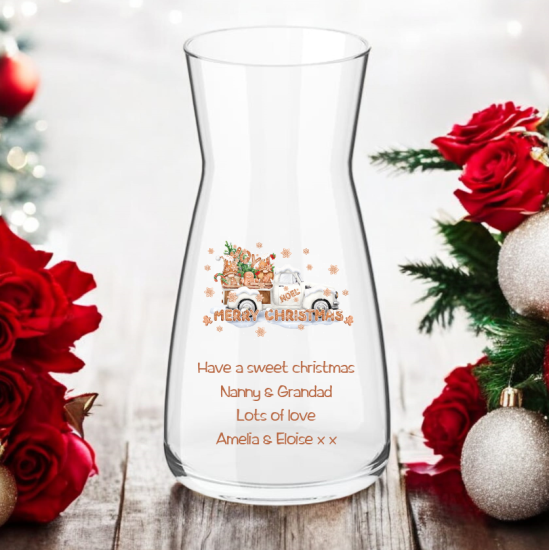 Christmas vase - neutral tree/car