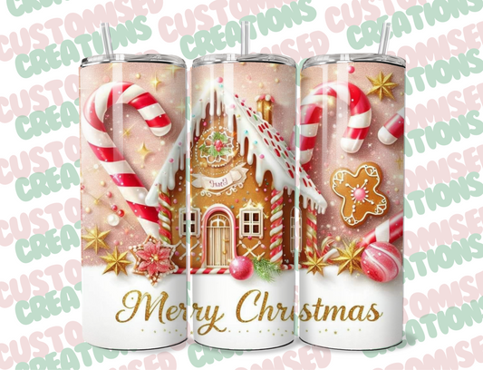 20oz Christmas gingerbread house tumbler
