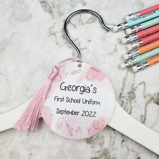 Pink Back to school clothes hanger tag