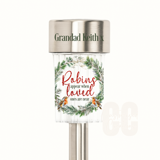 Robins appear when loved ones are near solar light stake