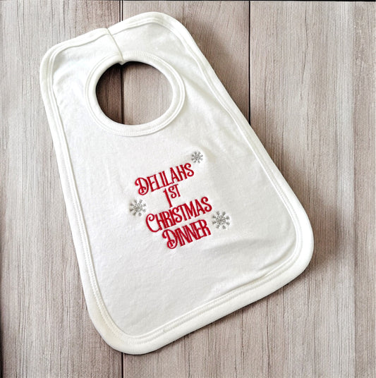 My 1st Christmas dinner Bib - embroidered