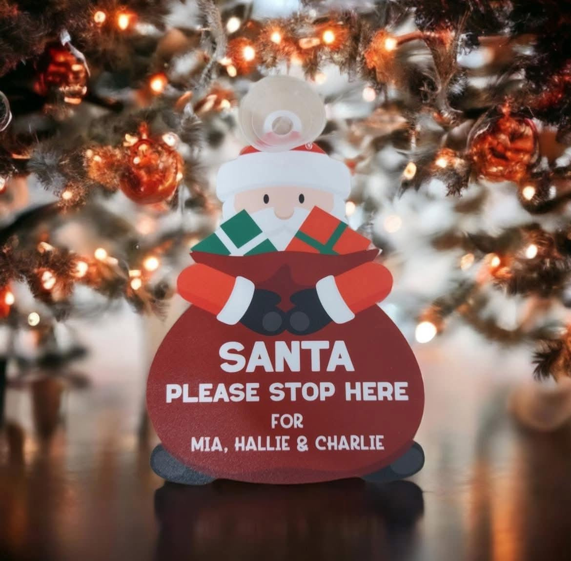Santa stop here suction window sign