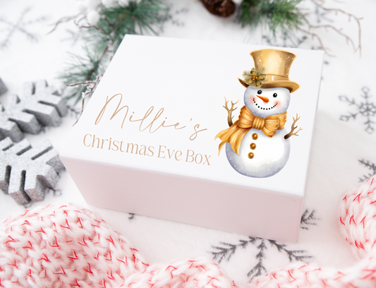 Gold Snowman Christmas Eve gift box