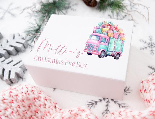 Pastel present truck Christmas Eve gift box